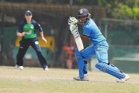 Deepti Sharma (above) put on a 174-run stand for the opening wicket with Thirushkamini Deepti Sharma (above) put on a 174-run stand for the opening wicket with Thirushkamini