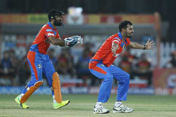 Warner smashed an outside edge through to Karthik off Ankit Soni's bowling but the umpire ruled it in the favour of the batsman. Warner smashed an outside edge through to Karthik off Ankit Soni's bowling but the umpire ruled it in the favour of the batsman.