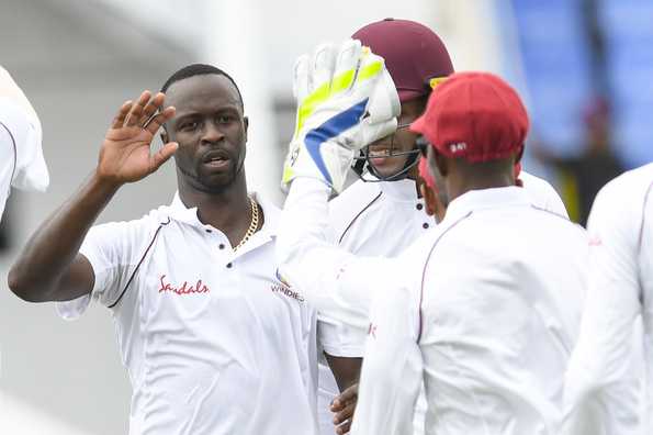 Kemar Roach finished with figures of 5 for 8 - his eighth Test fifer