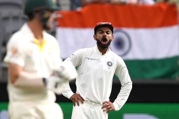 Kohli was constantly in the batsmen's ear during Australia's innings Kohli was constantly in the batsmen's ear during Australia's innings