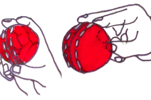 The seam-up grip: right along the seam and an upright release The seam-up grip: right along the seam and an upright release