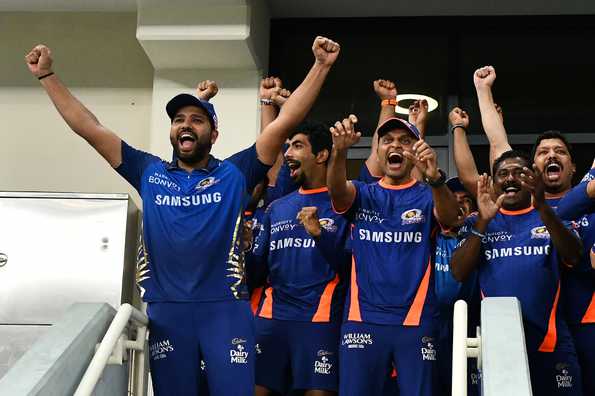 The Winning Moment: Captain Rohit Sharma celebrates the clinching of MI's fifth title. The Winning Moment: Captain Rohit Sharma celebrates the clinching of MI's fifth title.