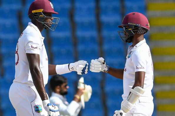 Brathwaite and Holder played contrasting innings in a stand of 87 for the fourth wicket Brathwaite and Holder played contrasting innings in a stand of 87 for the fourth wicket