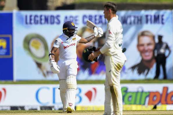 Niroshan Dickwella reached his half-century in the second session. Niroshan Dickwella reached his half-century in the second session.