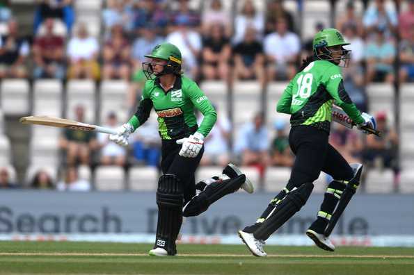 Smriti Mandhana (right) smashed 43 off 25 in Southern Brave's win. Smriti Mandhana (right) smashed 43 off 25 in Southern Brave's win.