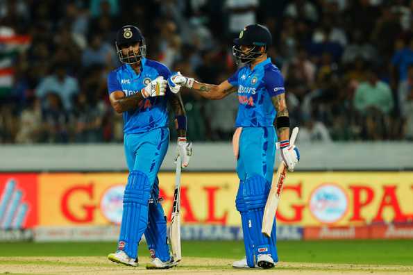 Suryakumar Yadav and Kohli put on 104 for the third wicket. Suryakumar Yadav and Kohli put on 104 for the third wicket.