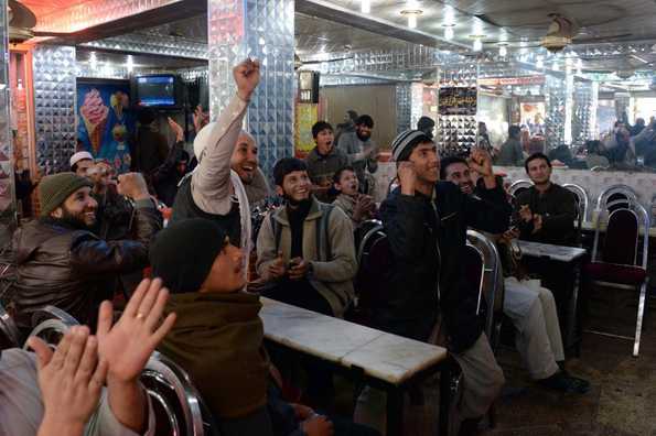 Fans in Afghanistan cheer on as their team near their first ever World Cup victory