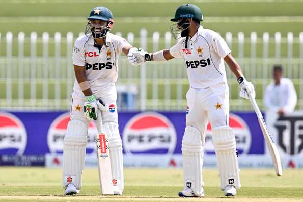Rizwan and Shakeel have ensured Pakistan went wicketless in session one of Day 2. Rizwan and Shakeel have ensured Pakistan went wicketless in session one of Day 2.