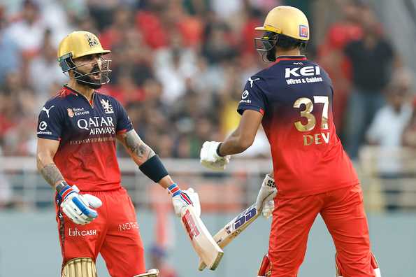 Virat Kohli and Devdutt Padikkal were involved in a 103-run second wicket stand Virat Kohli and Devdutt Padikkal were involved in a 103-run second wicket stand