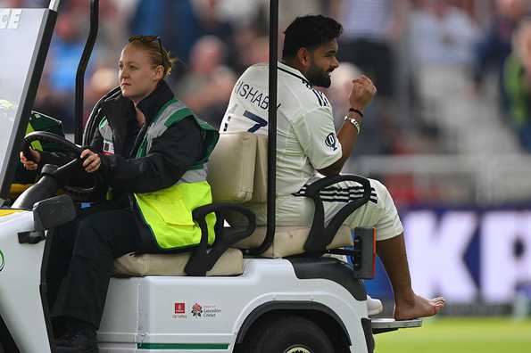 Pant had to be helped to get off the field on the opening day. Pant had to be helped to get off the field on the opening day.