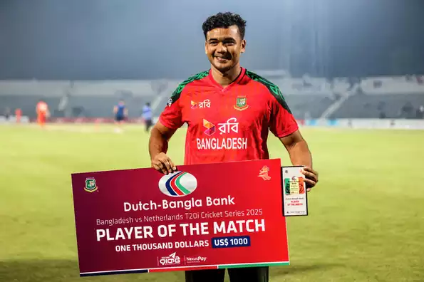 Taskin won the player of the match award for 4 for 28. Taskin won the player of the match award for 4 for 28.