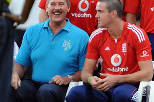 Allen Stanford (left) with England captain Kevin Pietersen in St John's on October 26, 2008. Stanford, the Texan billionaire behind the ongoing Twenty20 Super Series at his own ground in Antigua, apologised personally for having the wife of an England player sit on his lap. Allen Stanford (left) with England captain Kevin Pietersen in St John's on October 26, 2008. Stanford, the Texan billionaire behind the ongoing Twenty20 Super Series at his own ground in Antigua, apologised personally for having the wife of an England player sit on his lap.
