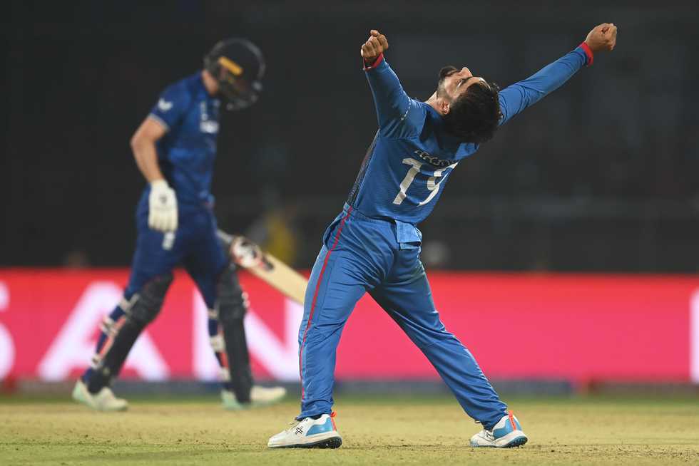 Rashid Khan picked up the last wicket, dismissing Mark Wood Rashid Khan picked up the last wicket, dismissing Mark Wood